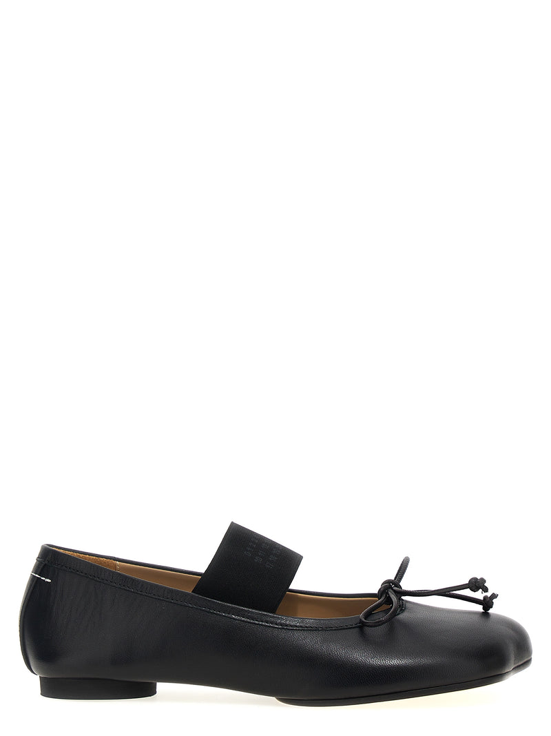 MM6 Maison Margiela Black Leather Anatomic Ballet Flats