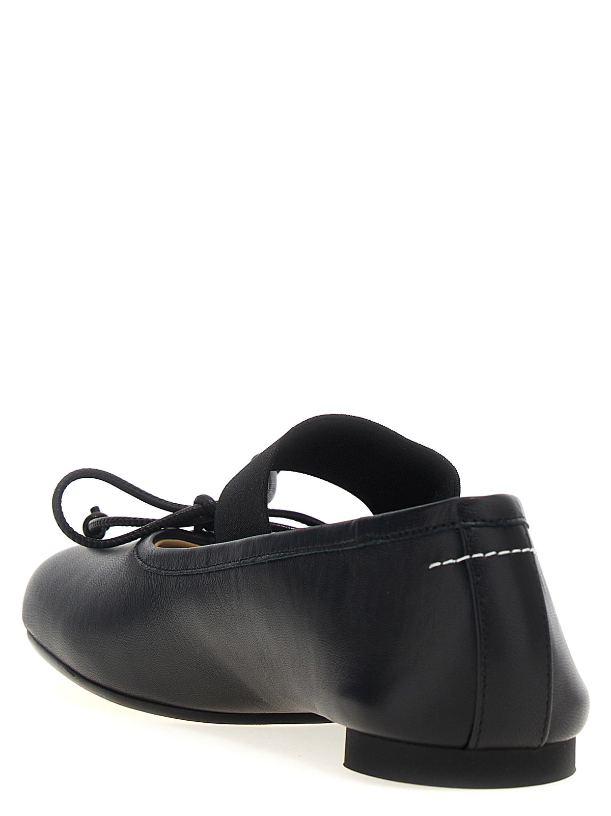 MM6 Maison Margiela Black Leather Anatomic Ballet Flats