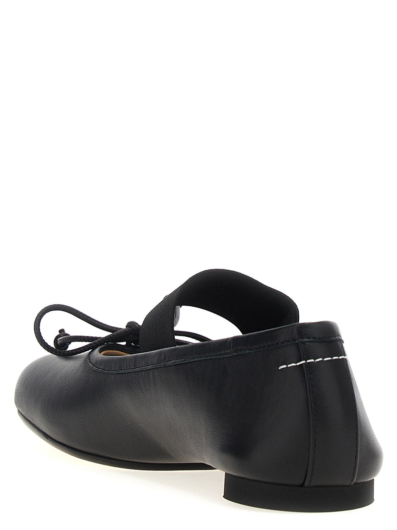 MM6 Maison Margiela Black Leather Anatomic Ballet Flats