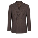 Peserico Brown Wool Double-Breasted Blazer for Men