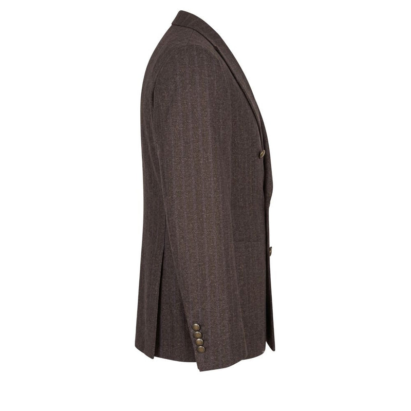 Peserico Brown Wool Double-Breasted Blazer for Men