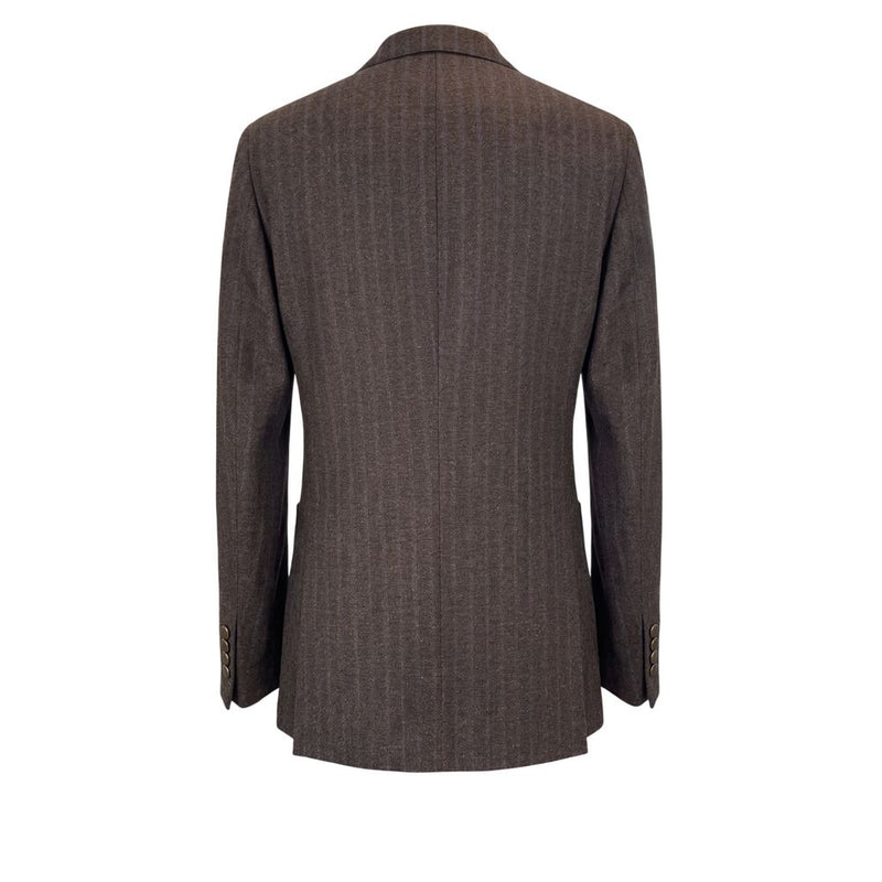 Peserico Brown Wool Double-Breasted Blazer for Men