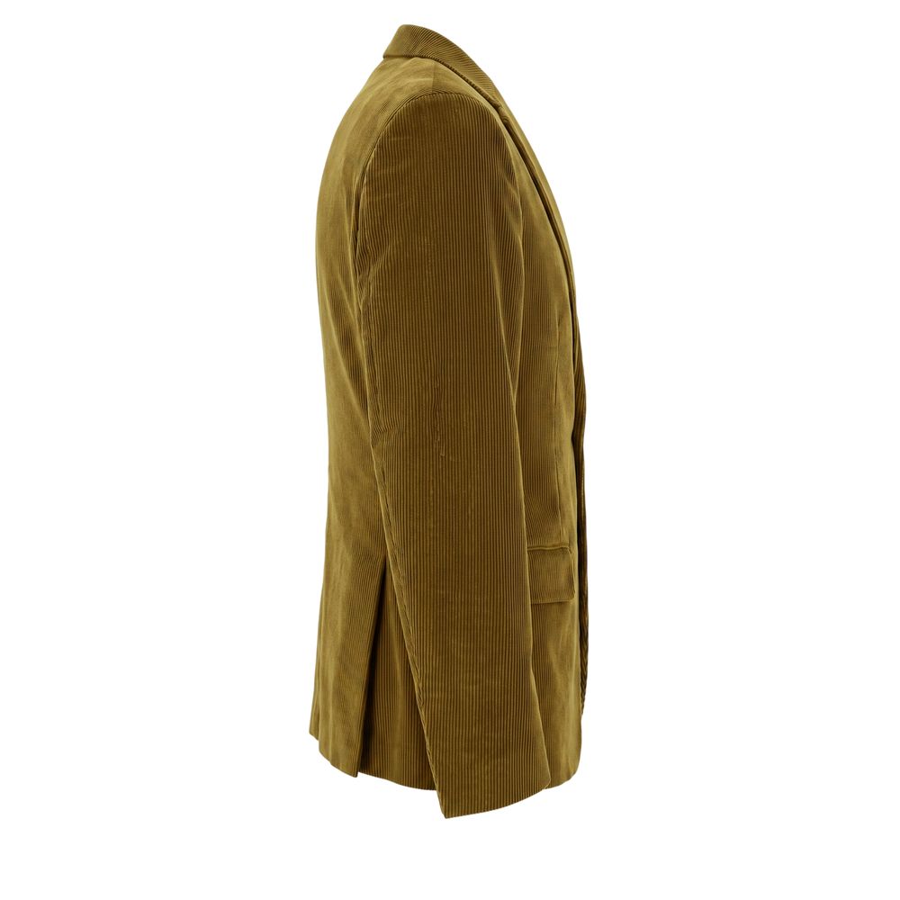 Peserico Green Cotton Men Jacket - Elegant Blazer for Men