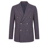 Peserico Blue Wool Double-Breasted Blazer for Men