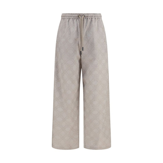 Off-White Beige Cotton Arrow Monogram Casual Pants