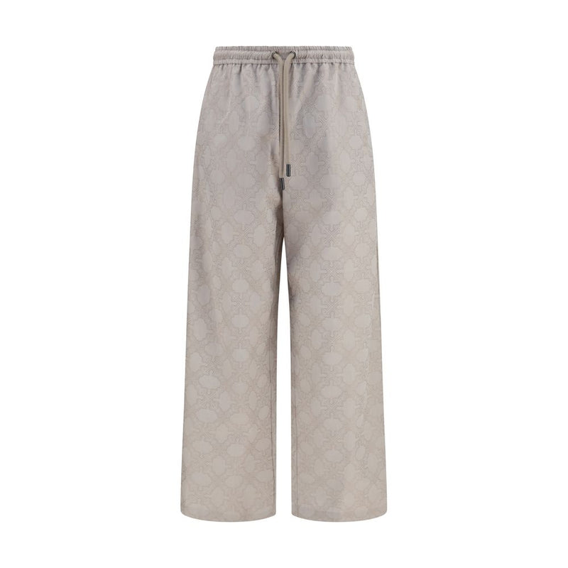 Off-White Beige Cotton Arrow Monogram Casual Pants