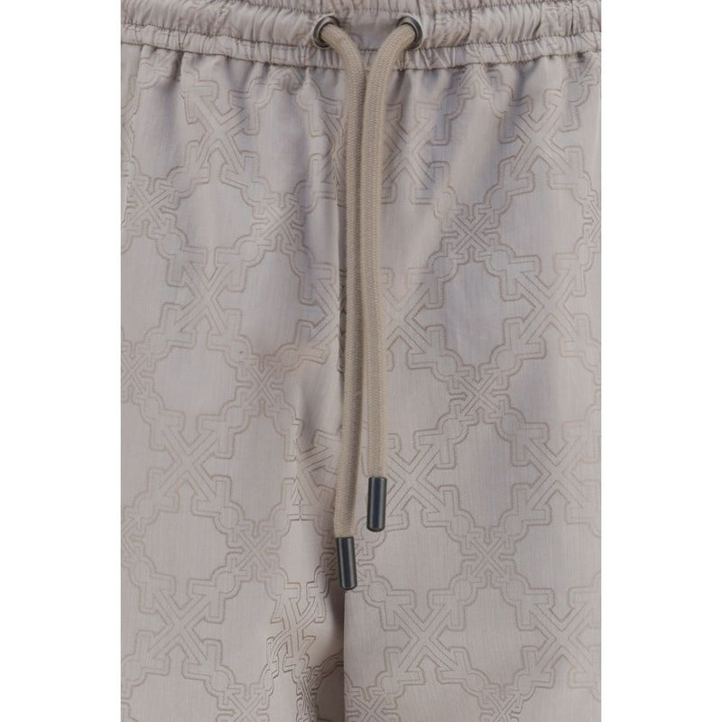 Off-White Beige Cotton Arrow Monogram Casual Pants