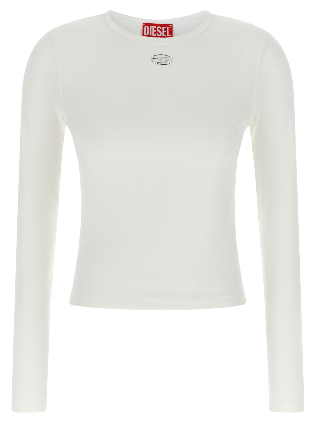 Diesel T-Uncutieslong-Od Long-Sleeved White Cotton Top