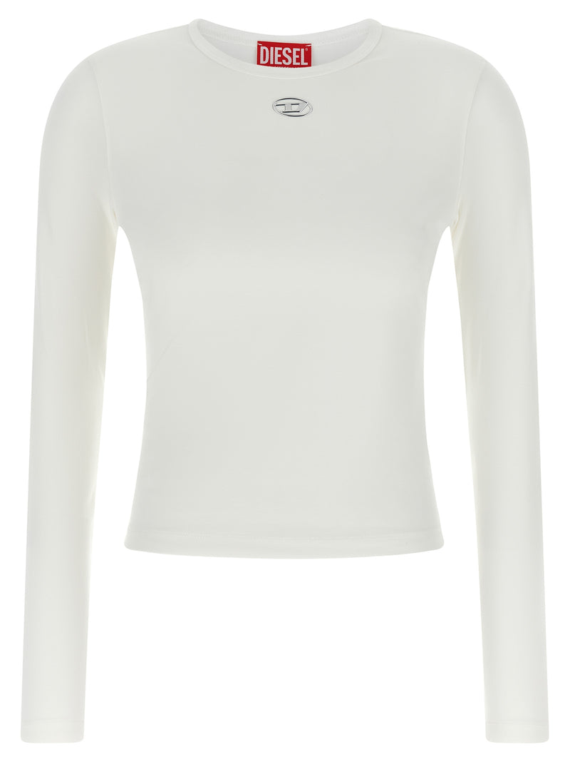 Diesel T-Uncutieslong-Od Long-Sleeved White Cotton Top