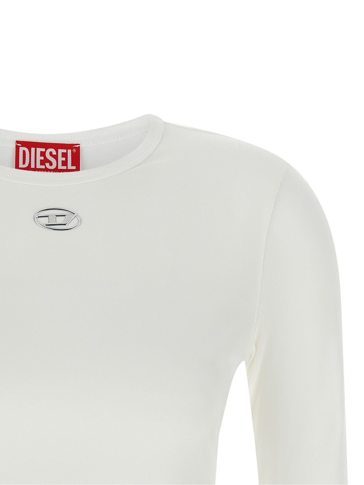 Diesel T-Uncutieslong-Od Long-Sleeved White Cotton Top