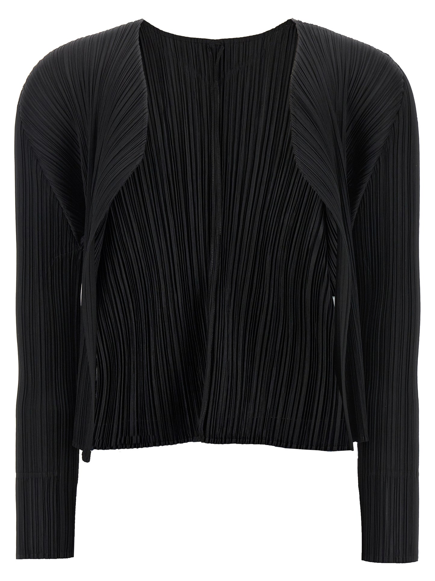 PLEATS PLEASE ISSEY MIYAKE Black Polyester Cardigan