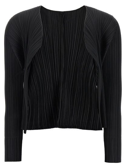 PLEATS PLEASE ISSEY MIYAKE Black Polyester Cardigan