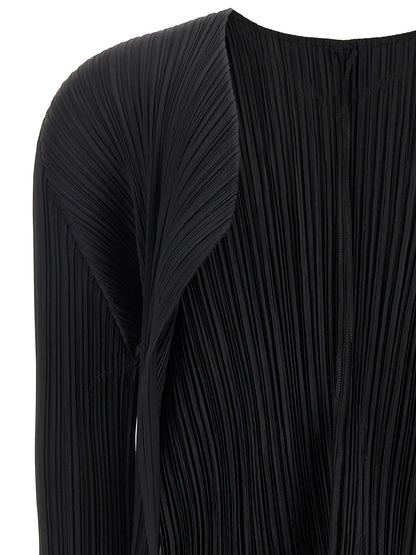 PLEATS PLEASE ISSEY MIYAKE Black Polyester Cardigan