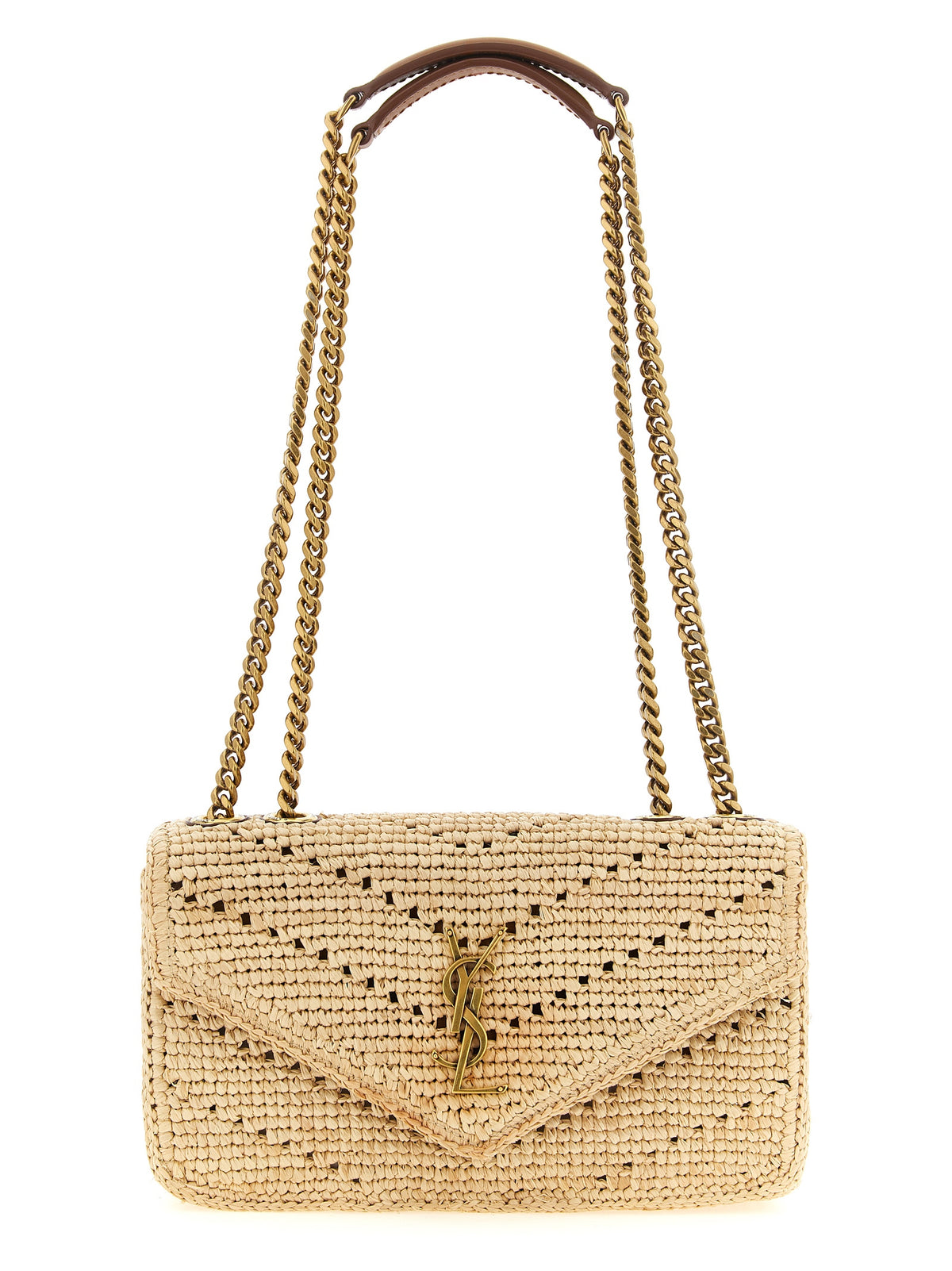 Saint Laurent Loulou Beige Raffia Shoulder Bag