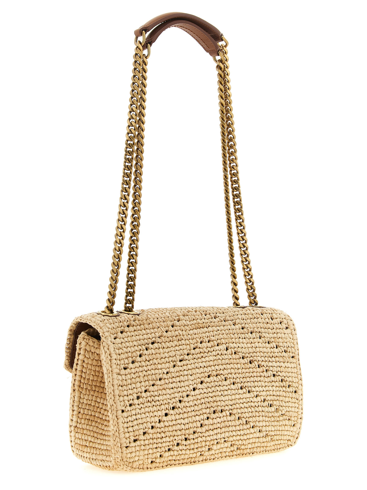 Saint Laurent Loulou Beige Raffia Shoulder Bag