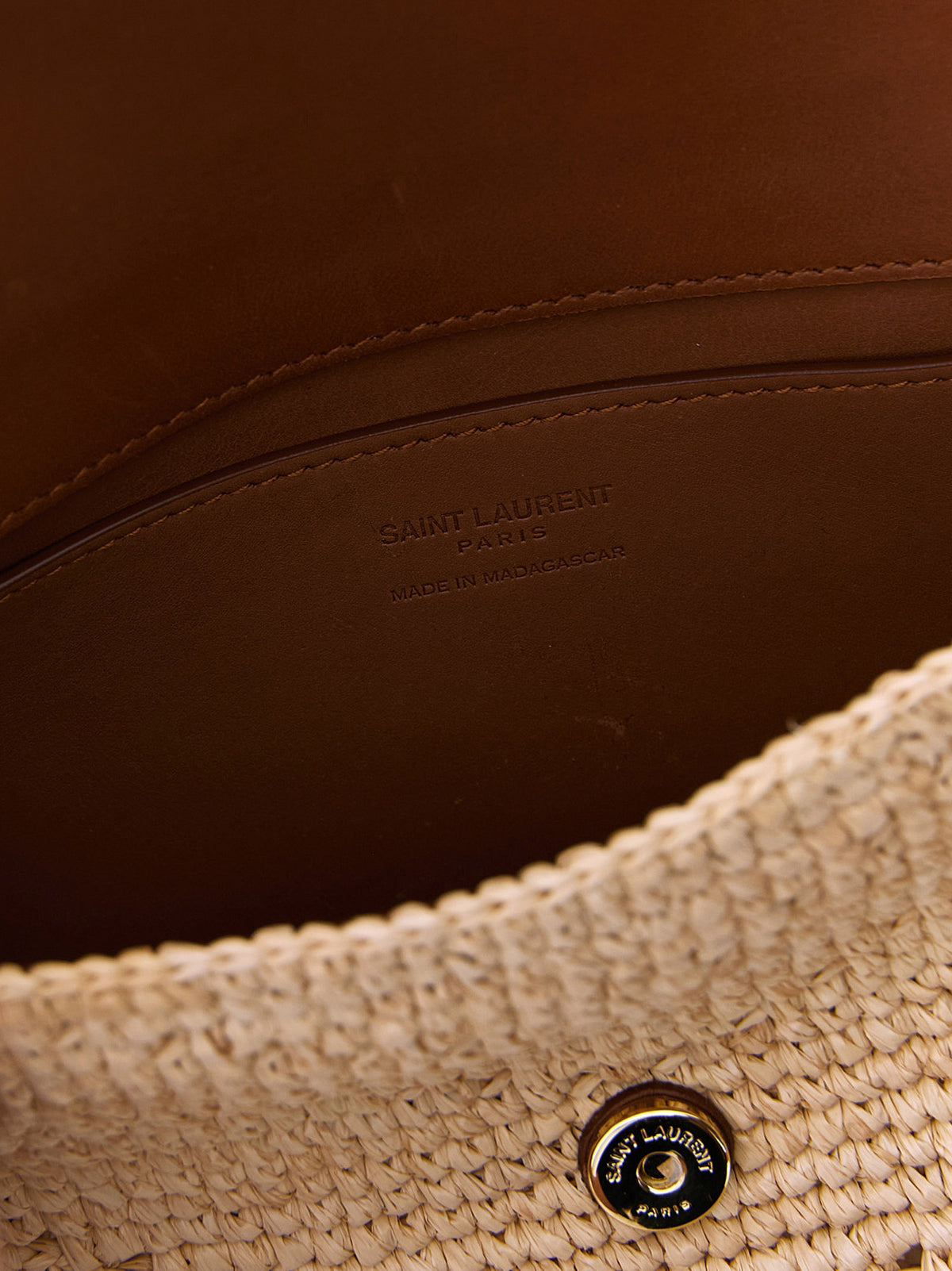 Saint Laurent Loulou Beige Raffia Shoulder Bag