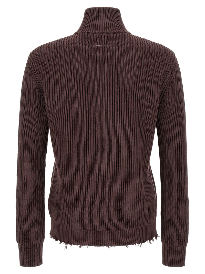 MM6 Maison Margiela Brown Cotton Cardigan - Deconstructed Design