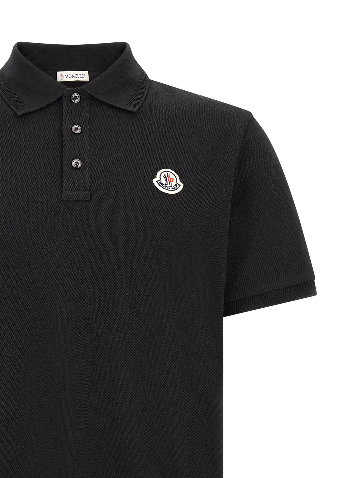 Moncler Black Cotton Polo Shirt