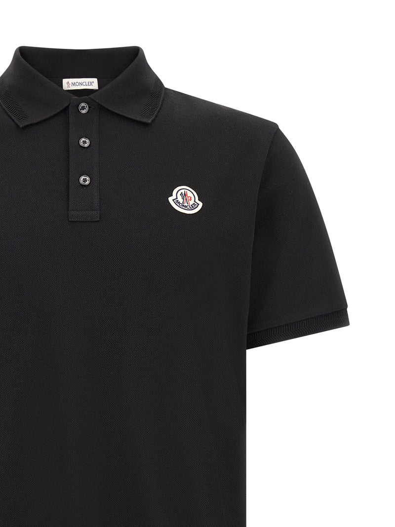 Moncler Black Cotton Polo Shirt - Elevate Your Style