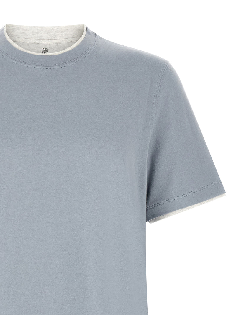 Brunello Cucinelli Blue Cotton T-Shirt - 3XL