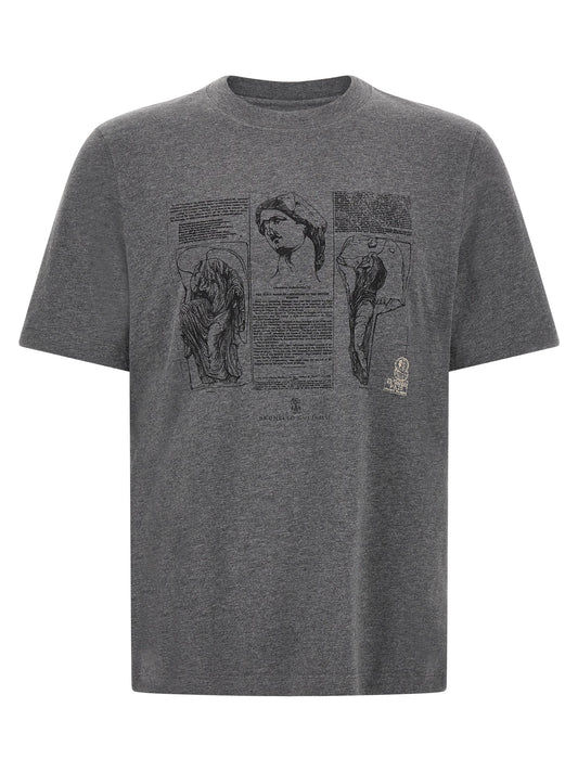 Brunello Cucinelli Gray Cotton T-Shirt for Men