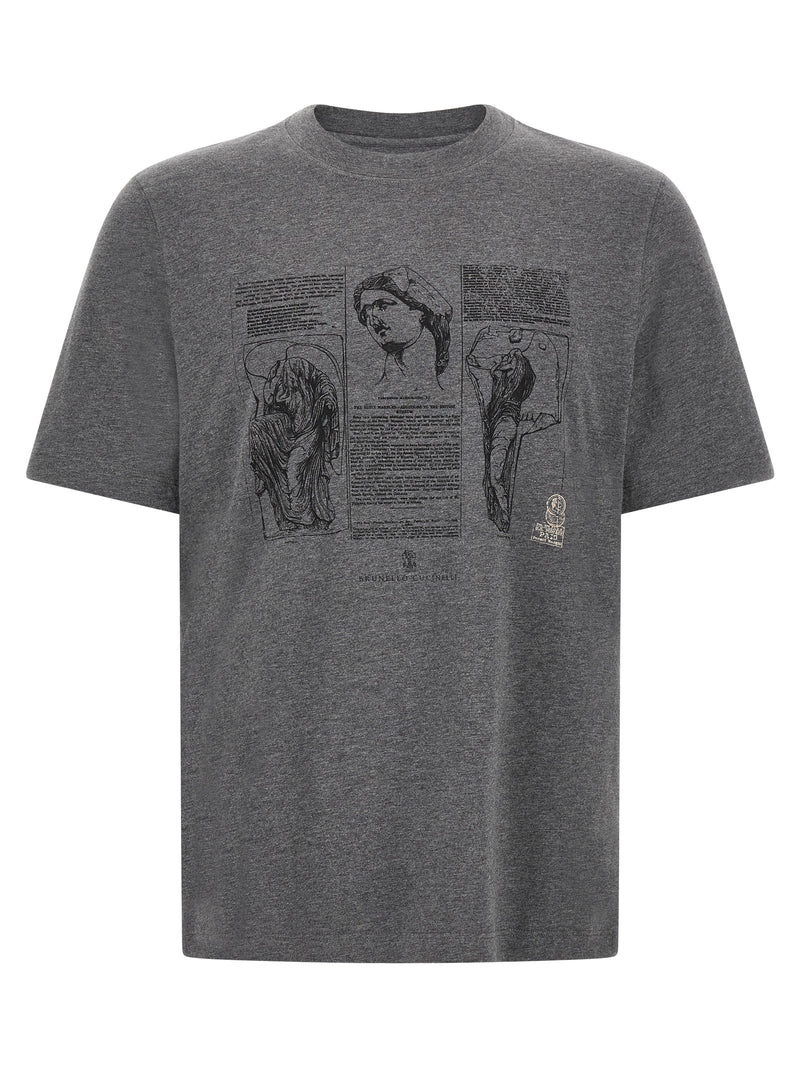 Brunello Cucinelli Gray Cotton T-Shirt for Men