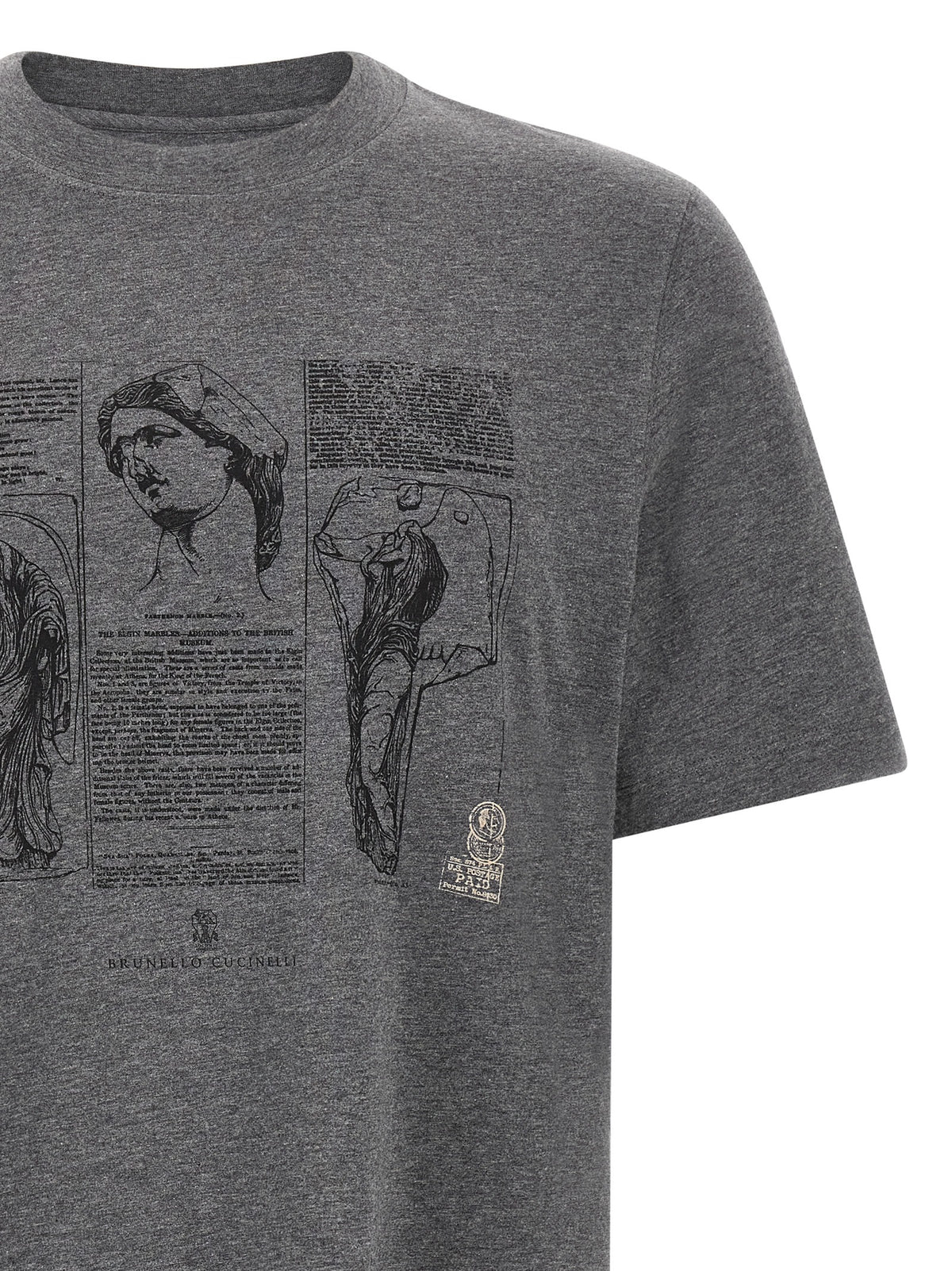 Brunello Cucinelli Gray Cotton T-Shirt for Men