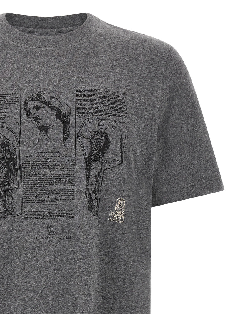 Brunello Cucinelli Gray Cotton T-Shirt for Men