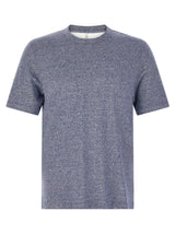 Brunello Cucinelli Blue Linen T-Shirt for Men