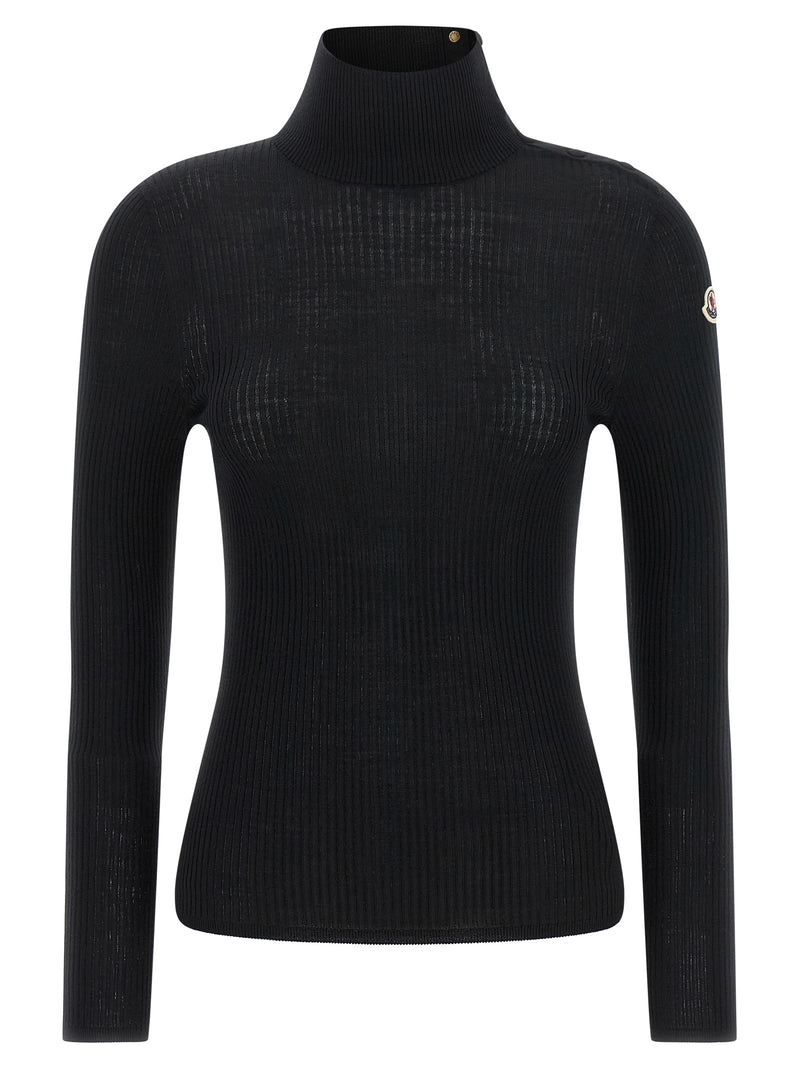 Moncler Black Virgin Wool Cardigan for Women
