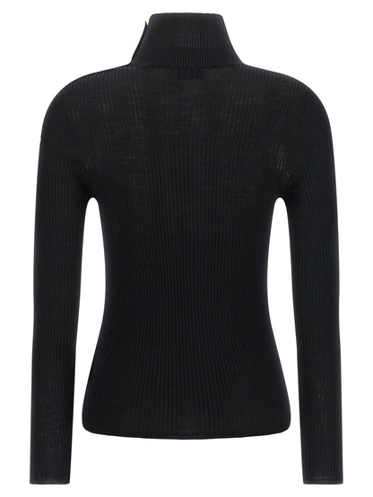Moncler Black Virgin Wool Cardigan