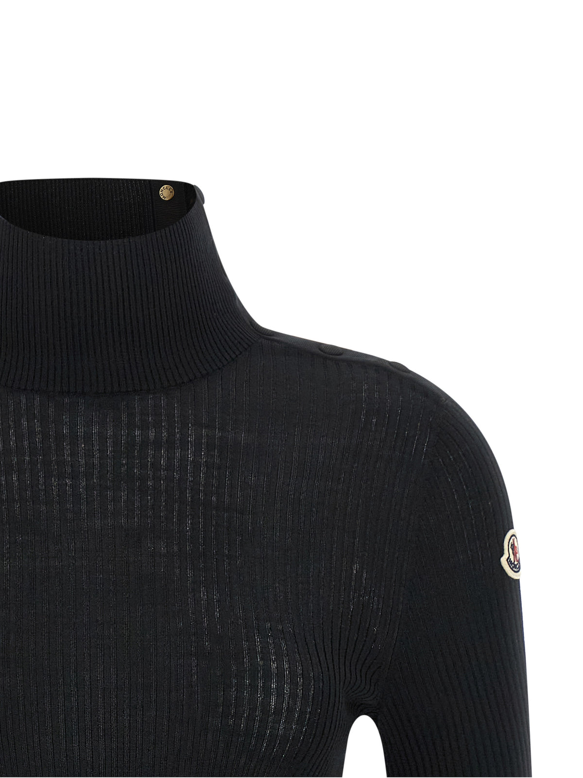 Moncler Black Virgin Wool Cardigan for Women