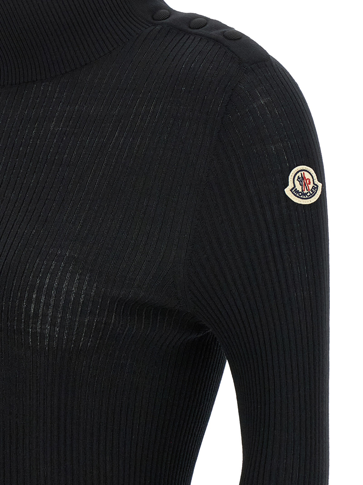 Moncler Black Virgin Wool Cardigan for Women