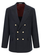 Brunello Cucinelli Blue Silk Blazer for Men