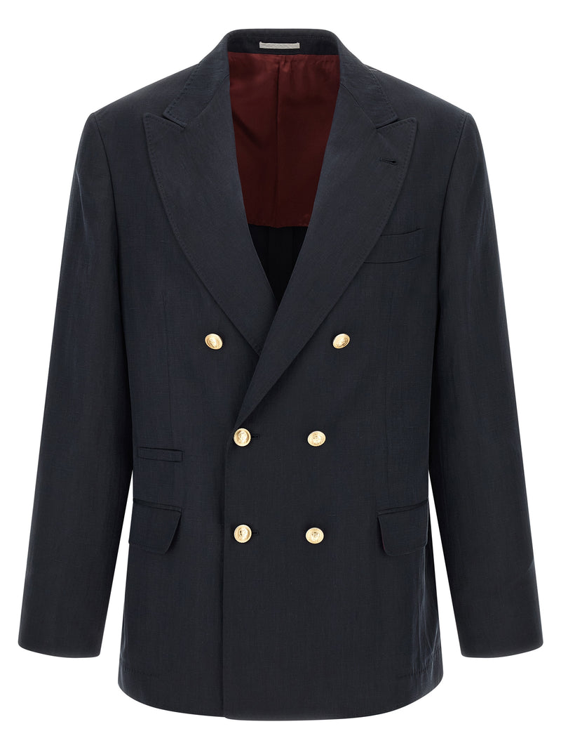 Brunello Cucinelli Blue Silk Blazer for Men