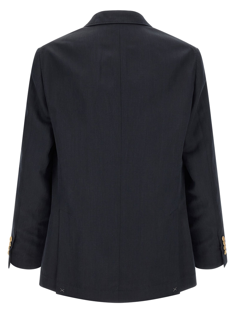 Brunello Cucinelli Blue Silk Blazer for Men