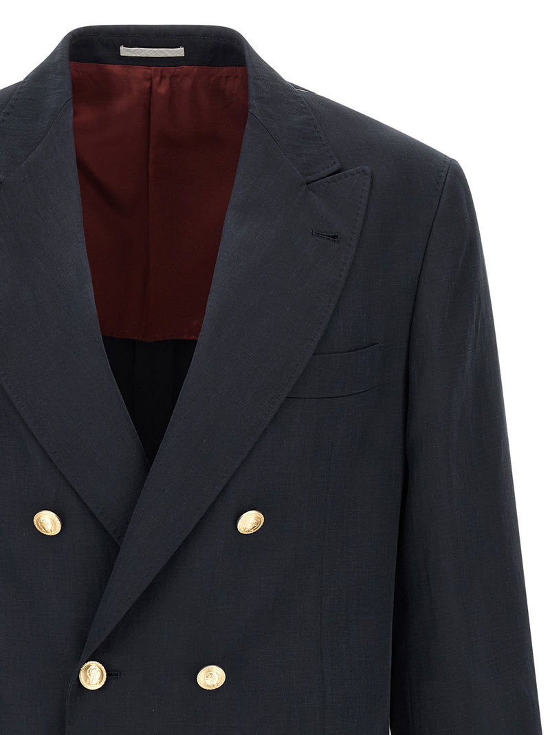 Brunello Cucinelli Blue Silk Blazer for Men