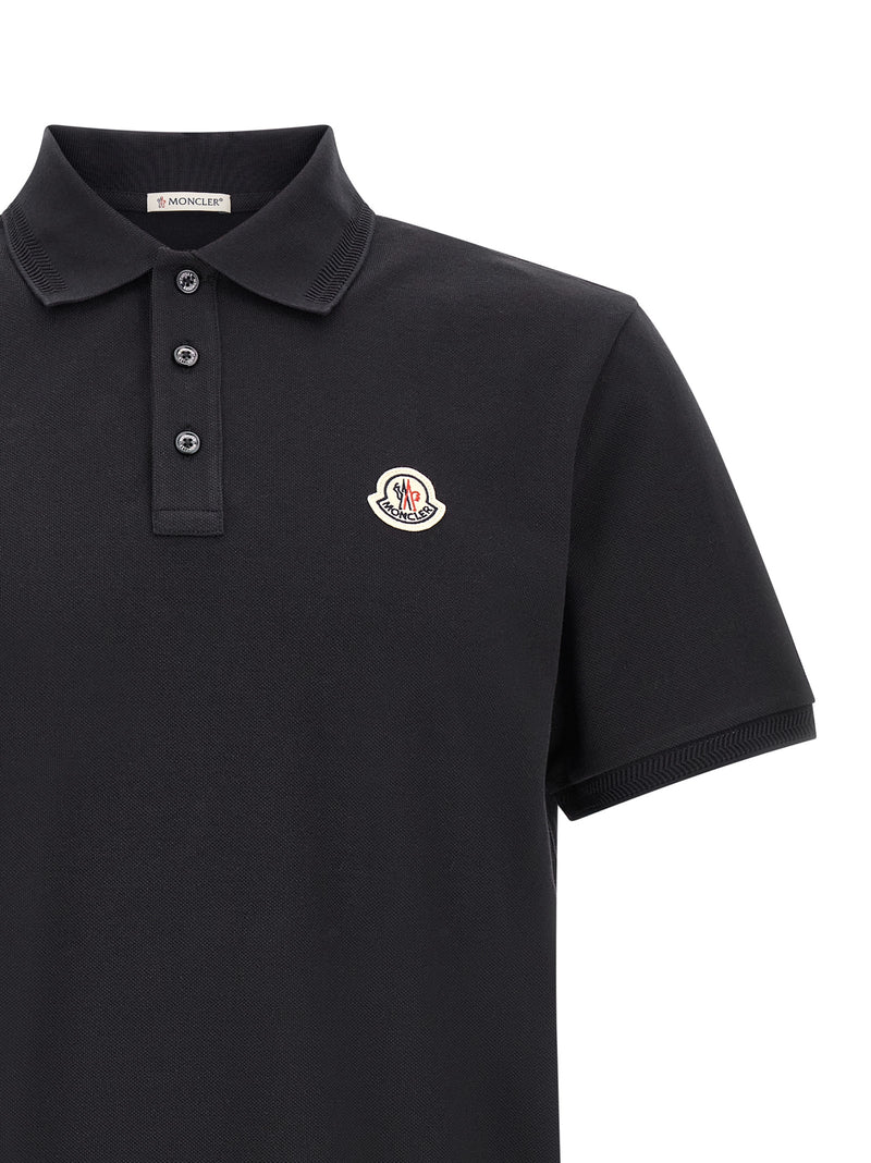 Moncler Blue Cotton Polo Shirt for Men
