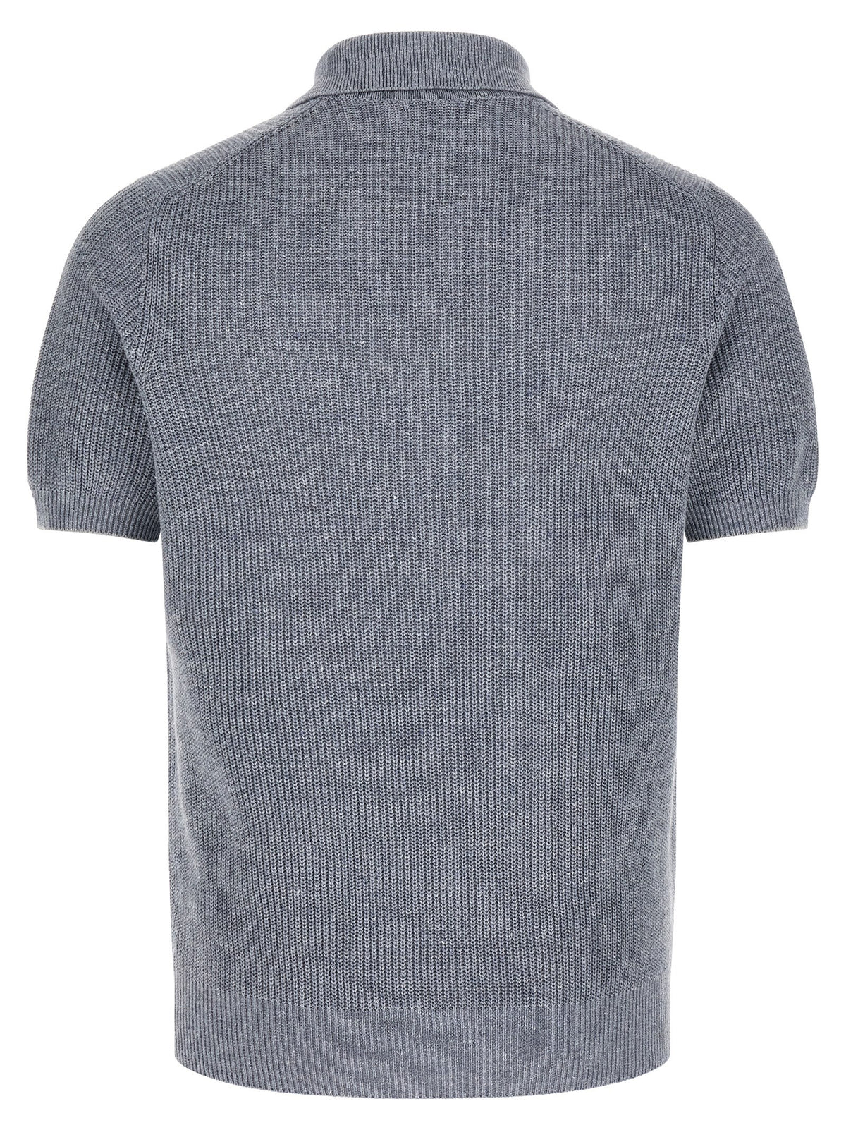Brunello Cucinelli Blue Linen Polo Shirt for Men