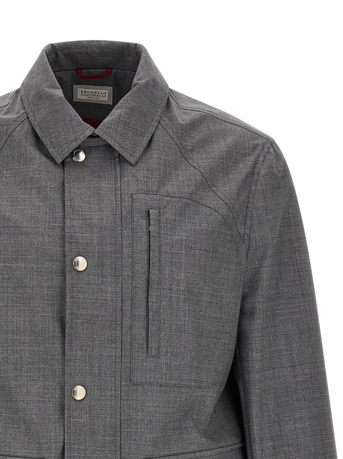 Brunello Cucinelli Gray Virgin Wool Full-Length Jacket