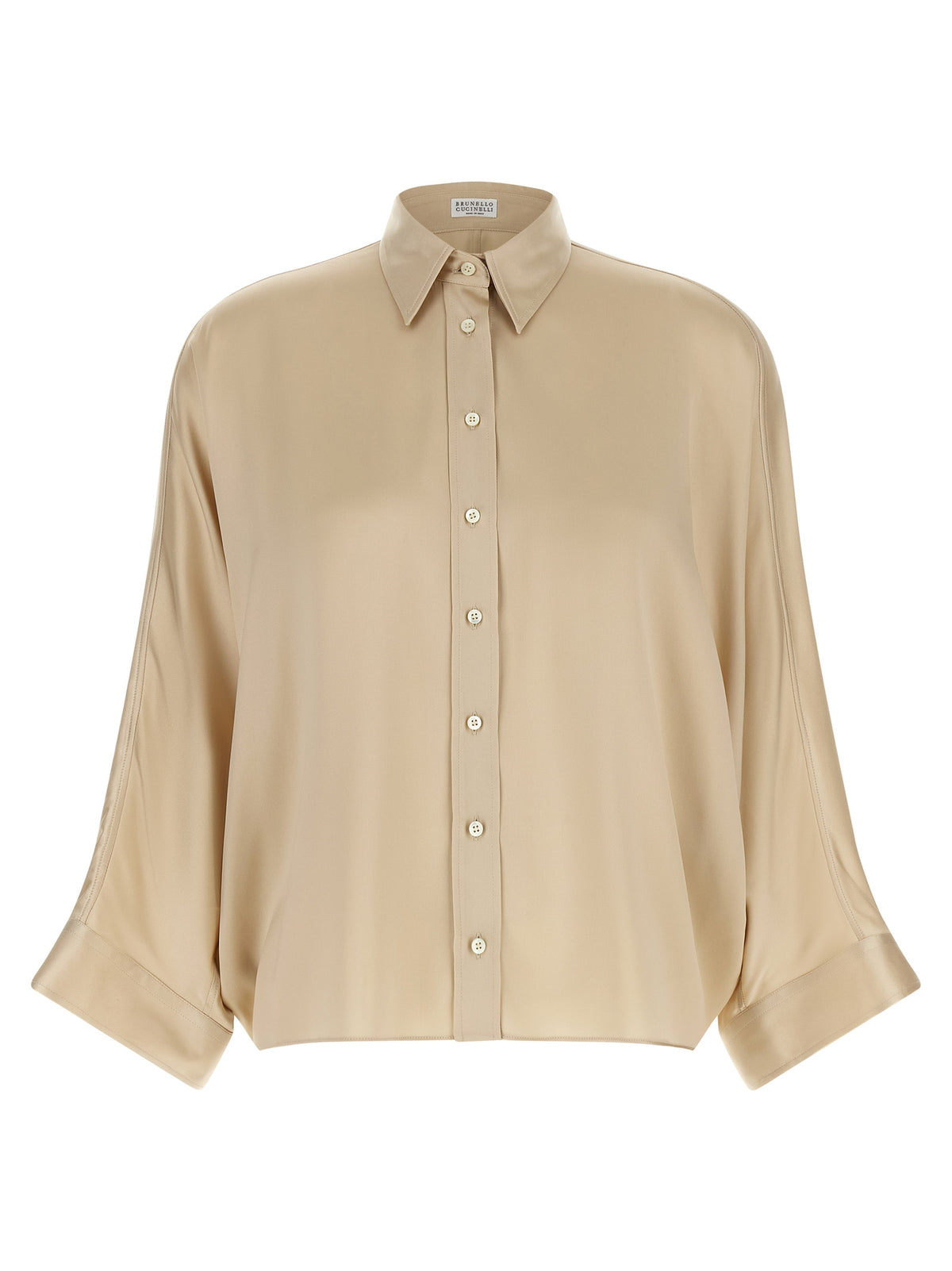 Brunello Cucinelli Beige Silk Blouse - Elegant Oversized Design