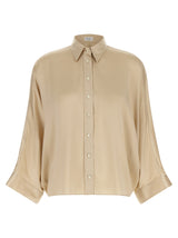 Brunello Cucinelli Beige Silk Blouse - Elegant Oversized Design