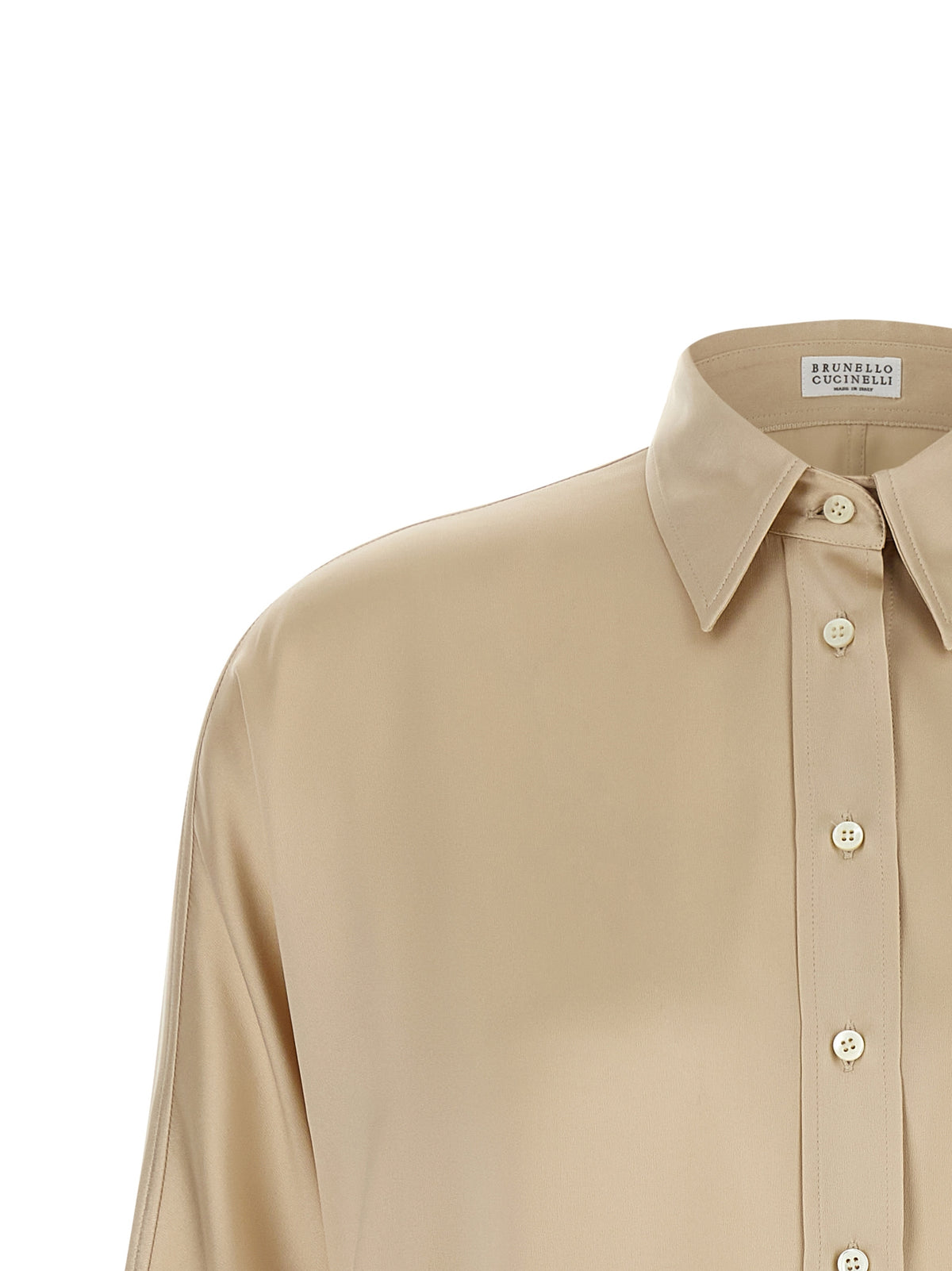 Brunello Cucinelli Beige Silk Blouse - Elegant Oversized Design