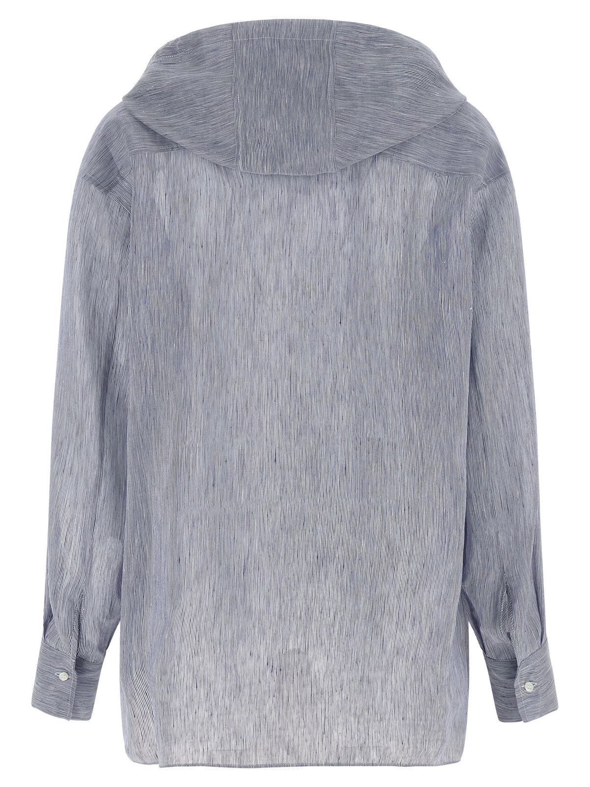 Brunello Cucinelli Blue Linen Blouse with Hood