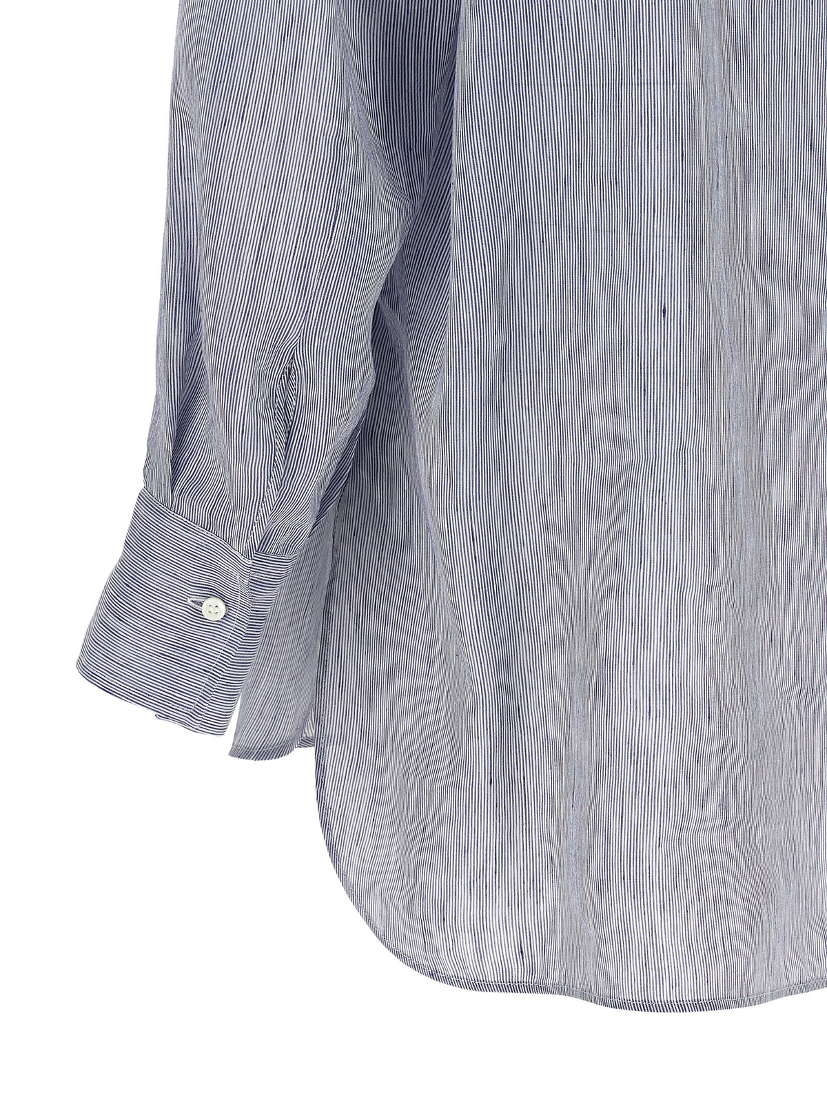 Brunello Cucinelli Blue Linen Blouse with Hood