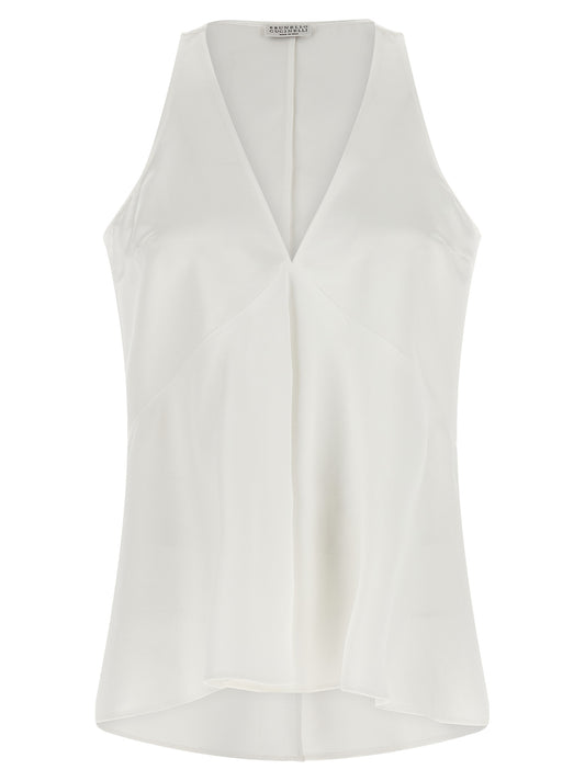 Brunello Cucinelli White Cotton Shirt - Elegant Sleeveless Design