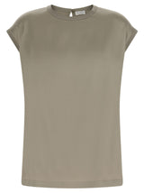 Brunello Cucinelli Bicolor Silk Blouse