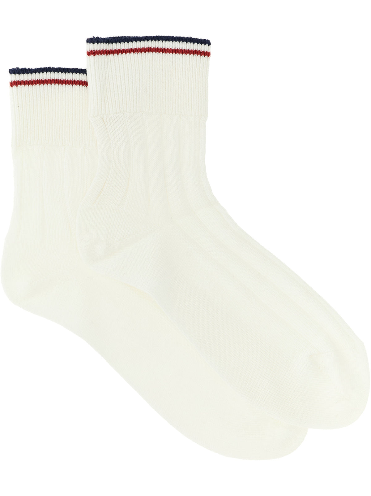 Brunello Cucinelli White Cotton Socks with Stripes