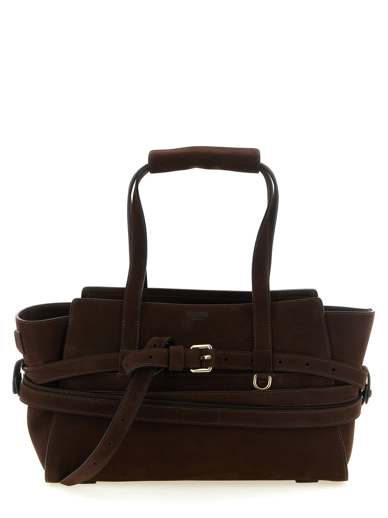 Moschino Brown Calfskin Handbag - Tie Me Collection