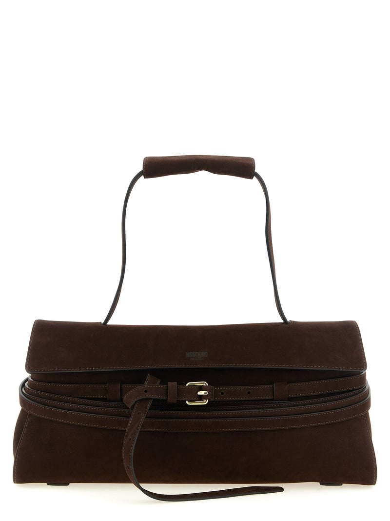 Moschino Brown Calfskin Shoulder Bag - Tie Me Collection
